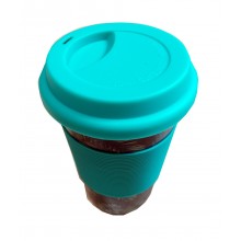 Ceramic Coffee Cup with Silicone Lid and Grip